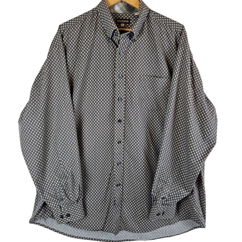Stetson Men's‎ Geo Print Long Sleeve Button-Down Western Shirt, size 2XL
